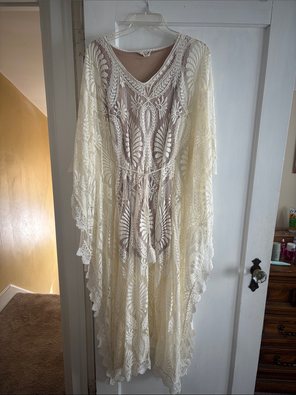 Bohemian Lace Maxi Dress in Ivory